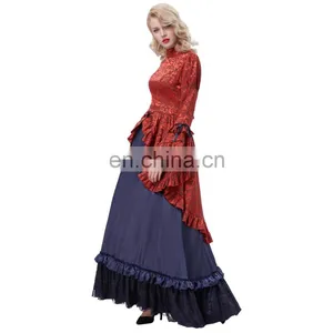 Belle Poque Retro Vintage Steampunk Victorian Edwardian Downton Abbey Long Maxi Dress BP000365-1 thumbnail-3