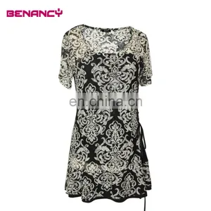 Wholesale Abstract Print Twist Slim Fit For Old Ladies Tunic Top thumbnail-1