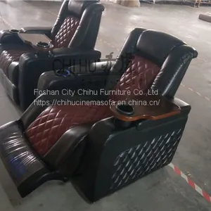 Real Genuine Leather Power Recliner Theater Sofa With Cool Cupholder thumbnail-1