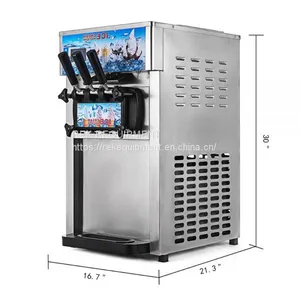 Hot Sale Soft Ice Cream Machine 3-Flavor Frozen Ice Cream Yogurt Maker With 18L/H Lcd Display thumbnail-1
