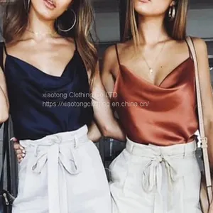 Satin Women Thin Wild Solid Camis Vest Women Tank Tops Female 2019 Summer Sexy Strap Basic Tops Chiffon Sleeveless Camisole thumbnail-1