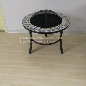 Outdoor Metal Brazier Square Table Firepit Garden Patio Heater/BBQ/Ice Pit With Waterproof Cover (Fire Pit & Grill) thumbnail-1