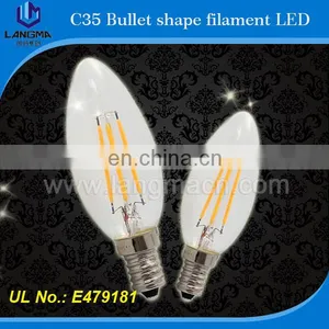 Langma Shenzhen Led Supplier CE 230V Clear All Glass Candle 360 Degree Ra>80 2W 4W C35 Filament Bulb Led 230v E14 UL/CUL thumbnail-3