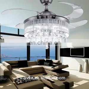 Becomes Invisible Light Led Crystal Ceiling Fan Light Minimalist Modern Living Room Chandelier Dining Bedroom Fan Fan Lights thumbnail-3