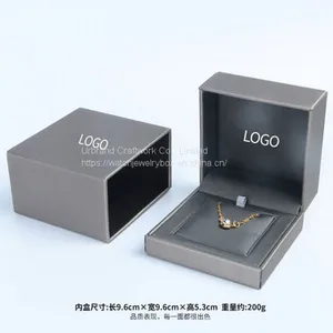 Luxury Wire Drawing PU Custom Leather Ring Box Jewelry Packing Box Necklace Boxes Urbrand thumbnail-1