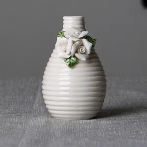 Modern Simple White Hand-Carved Flower Ceramic Vase For Wedding Gift Living Room Decor thumbnail-2