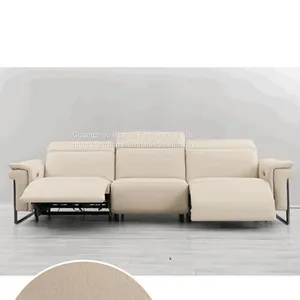 Italian Minimalist First Layer Cowhide Contact Surface Leather Sofa Unique Design Living Room Straight Combination Three-Seat Sofa thumbnail-1