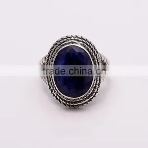 BLUE SAPPHIRE Ring,925 Sterling Silver Jewelry Wholesale,WHOLESALE SILVER JEWELRY,SILVER EXORTER,SILVER JEWELRY FROM INDIA thumbnail-1