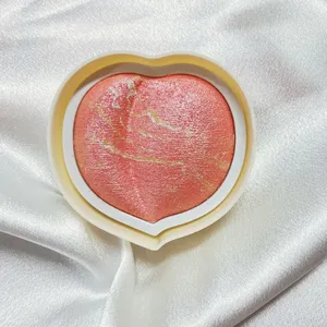 Fully Customized Peach Shape Blusher Palette With High Glow Face Backed Powder Oem Blush and Highlighter Chunky Glitter thumbnail-1