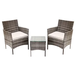 Modern Design 3-Piece Outdoor PE Rattan Garden Coffee Set Factory Direct Delivery Courtyard Portable Garden Sofa Set thumbnail-1