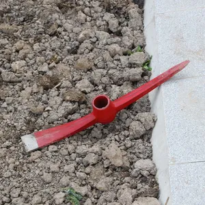 Heavy Duty Rail Steel Pick Axe Mattock Tool for Mining Digging Soil and Construction Work With Wooden Handle thumbnail-1