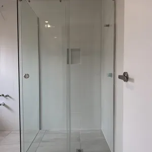 Frameless Sliding Shower Enclosure With 8mm Clear Tempered Glass & Stainless Steel Hardware, Modern Corner Shower Screen for Bathroom thumbnail-2