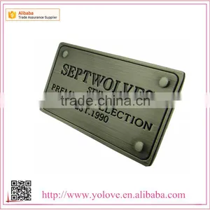 High Quality Engraved Metal Plate Garment Metal Labels for Jacket thumbnail-1