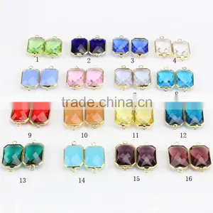 JFG0506 Wholesale Rectangle Crystal Gemstone Bezel Connectors thumbnail-2
