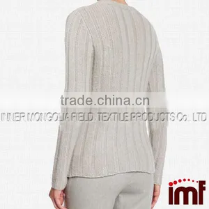 Ribbed Cashmere Sweater,Crew Neck Sweater,Women's thumbnail-2
