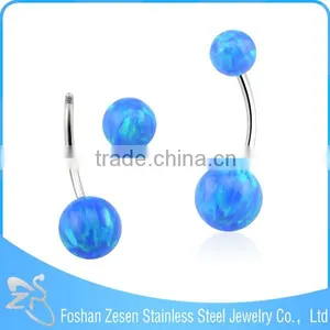 New Fashion Body Jewelry Opal Stone Belly Bar Navel Ring thumbnail-3