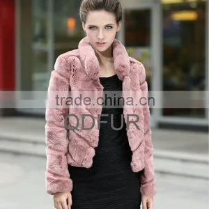 QD22080 Fur Jacket Shearing Fur Coat Real Rex Rabbit Fur Jacket Women 2013 thumbnail-1
