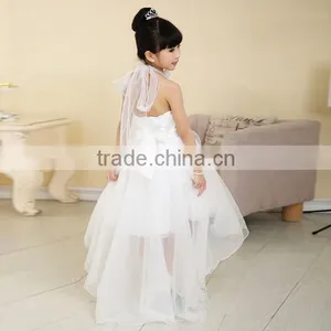 Fashion Children Girls Mesh Halter High Waist Asymmetrical Hem Ball Gown Tutu Party Dress/Flower Girl Dress thumbnail-4