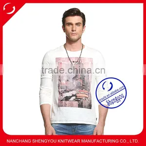 100 Cottonl Ong Sleeve Mens White T-shirt Wholesale Clothing Factory in China thumbnail-1