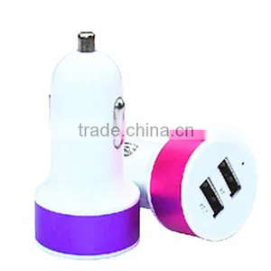 Colorful Plastic Shells for Car Charger Novel Design Double Usb Car Charger Aluminum thumbnail-1