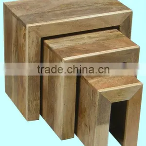 Wooden Cube Nest of Tables,mango Wood Furniture thumbnail-2