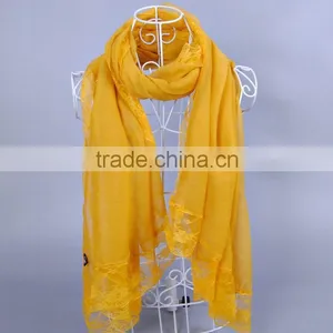Fashionable Pure Color Big Lace Women Scarf Voile Scarves 180*100 Pashmina thumbnail-1