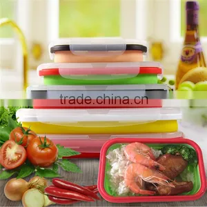 Reusable Silicone Folding Lunch Box Silicone Collapsible Single Compartment Lunch Container Box Silicone Folding Lunch Box thumbnail-1