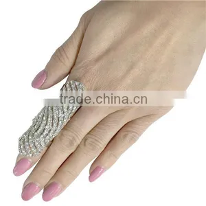 New Arrival Hollow Crystal Link Finger Ring Womens Fashion Ring Jewelry thumbnail-4