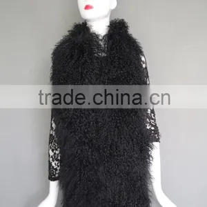 Fashion Girl's Scarf Tibet Lamb Fur Scarf Winter Scarf Oversized Fur Scarf Fashionable Real Fur Scarf thumbnail-1