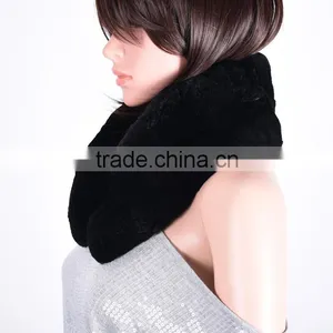Classic Black Rabbit Fur Scarf/Women Rabbit Fur Scarf/fur Collar KZ150158 thumbnail-2