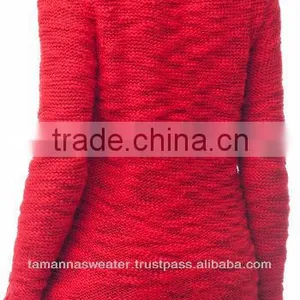 NEW DESING SCOOP NECK LONG SLEEVE CABLE KNITTED WOMEN'S SWEATER thumbnail-2