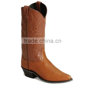 Black Wine Brown Smooth Leather Fancy Stitched Western Ostrich Print Cowboy Boots Wholesale thumbnail-1