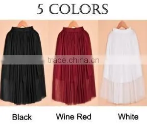 Summer Women's Net Yarn Casual Long Skirt Candy Color Solid Maxi Skirt thumbnail-5