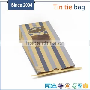 FDA Paper Bag Natural Tin Tie Kraft Customized Dessert Paper Bag With Clear Window thumbnail-2