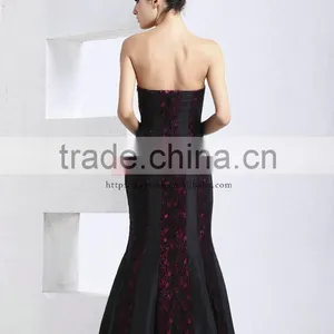 Sexy Backless Off-shoulder V-neck Fishtail Taffeta Beaded Long Lace Best Evening Dress thumbnail-3