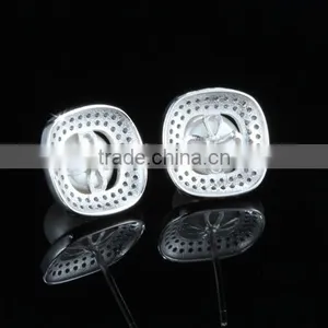 925 Sterling Silver White Pearl Bar Setting Ear Studs for Women thumbnail-4