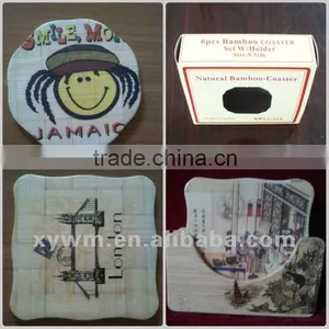 Cartoon Pattern Bamboo Cup Coaster, Table Mat, Bar Pad thumbnail-1
