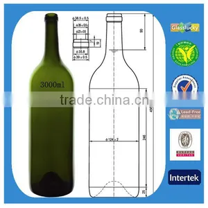 Glasslucky Dark Green 3000ml Cheap Wine Bottles Wholesale thumbnail-1