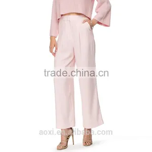 China Supplier Ltweight Plain Dyed Formal Wear Fashion Baggy Pants for Women thumbnail-3