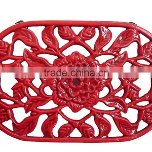Red Flower Shape Cast Iron Trivets thumbnail-1