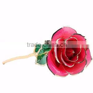 24K Gold Dipped Plated Trimmed Real Flower Rose Decorative thumbnail-1