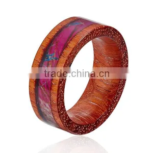 Wholesale Wood Finger Ring With Pink Camouflage Inlay, Wooden Finger Ring thumbnail-2
