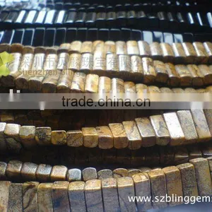 Hot Seller Semi Precious Stone Loose Beads Picture Jasper Rectanguar thumbnail-1