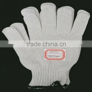 Cotton Men's Knit Glove Sewn Label Dot Labor Glove Color Hem Dot Glove Construction NaturaI White Factory Knit Work Glove thumbnail-1