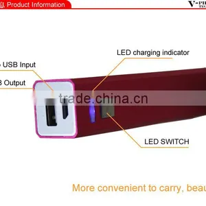 Lipstick Portable Mobile Power Bank With 2600mah and Metal Casing thumbnail-6