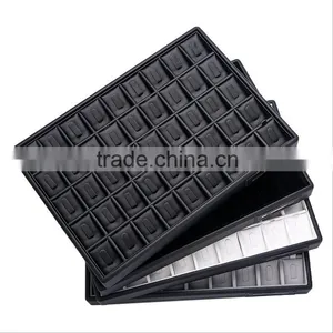 Chinese Factories Wholesale Custom Luxurious Leather 45 Slot Ring Box, Black Beautiful Display Box thumbnail-1
