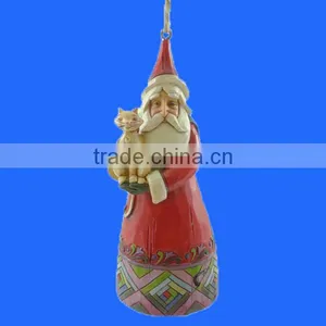 Santa With Cat Resin Christmas Hanging Ornament thumbnail-1