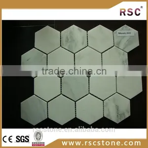 Round White Marble 4mm Thickness Marble Mosaic Tile thumbnail-1