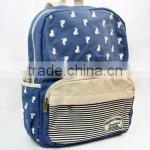 New Style Fashionable Canvas Zip Bohemia Boho Style Backpack School College Laptop Bag for Teens Girls Students, Blue thumbnail-1