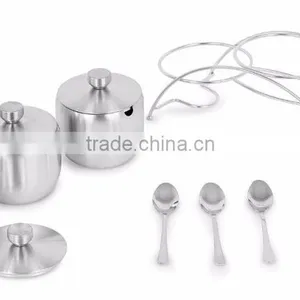Stainless Steel Condiment Set Seasoning Containers With Stand and Spoons thumbnail-5